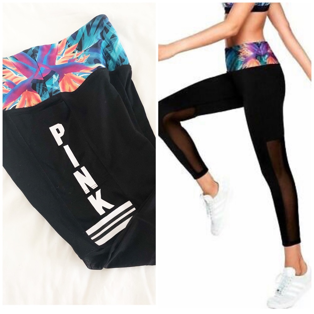 PINK l Tropical Waist Mesh Leggings